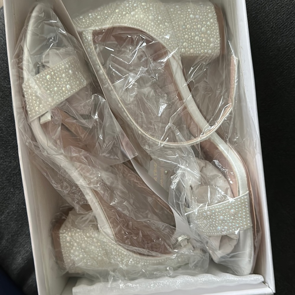 white pearl heels